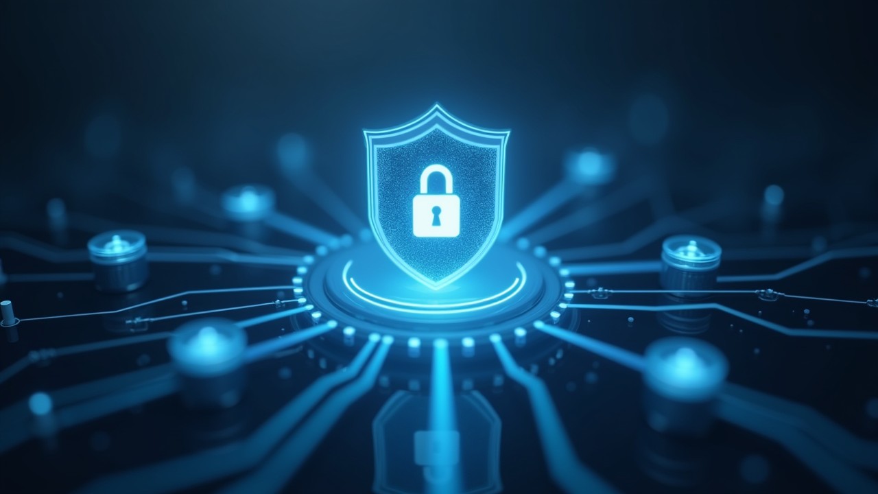 Realistic photo of mirrored data servers in grey-blue tones representing enterprise disaster recovery and continuity.