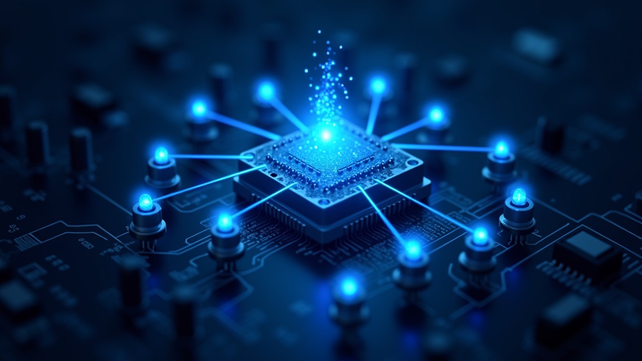 Central glowing hub supporting multiple connected nodes, representing Kaizen’s reseller-first business model.