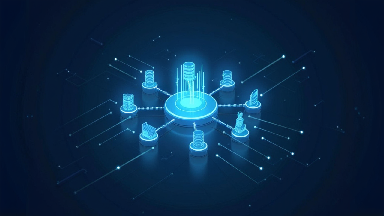 Abstract flowing data pathways representing HYDRAstor’s seamless integration with enterprise backup software and APIs.