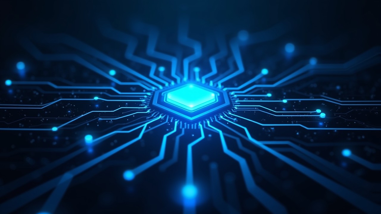 Centralized digital hub illustration symbolizing HYDRAstor’s unified global namespace for simplified enterprise data management.